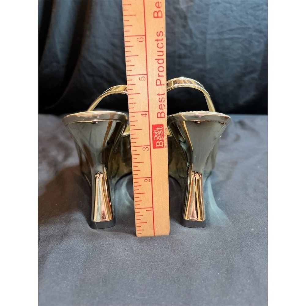 Katy Perry Trendy Gurl Slingback Wedge Heels Gold Pointed Toe champagne 7.5 glam - Picture 3 of 7